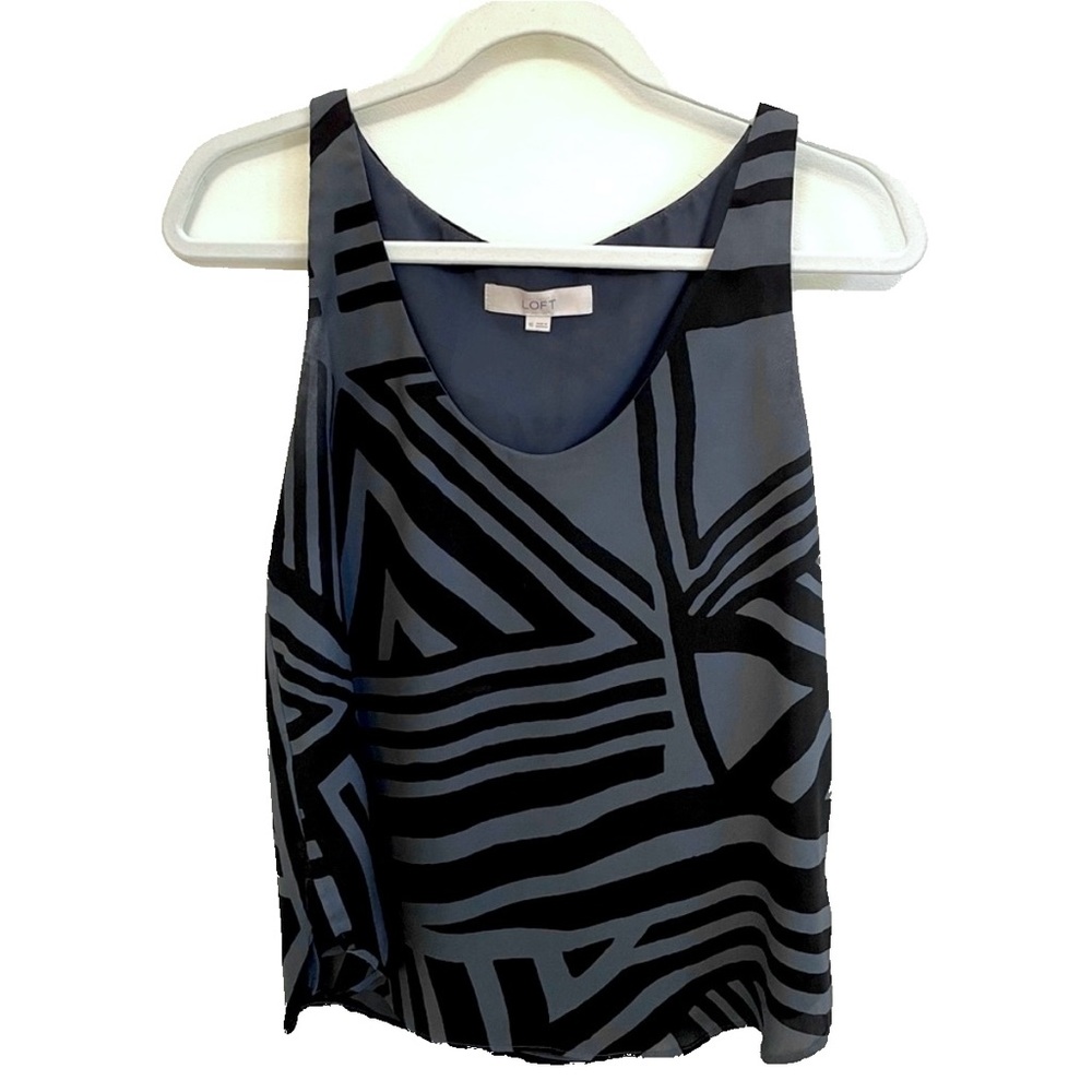 LOFT Abstract Geometric Tank Top Black and Gray sz XS